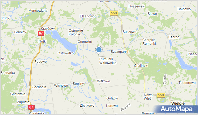 mapa Rumunki Witkowskie, Rumunki Witkowskie na mapie Targeo